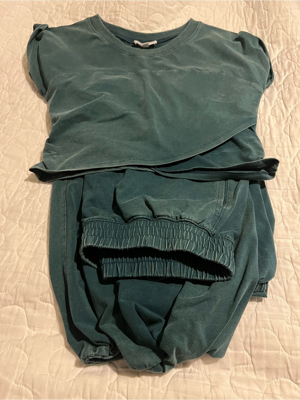 Eesome Wide-Leg Pull-On Pants with Pockets in Deep Teal and Crop Top